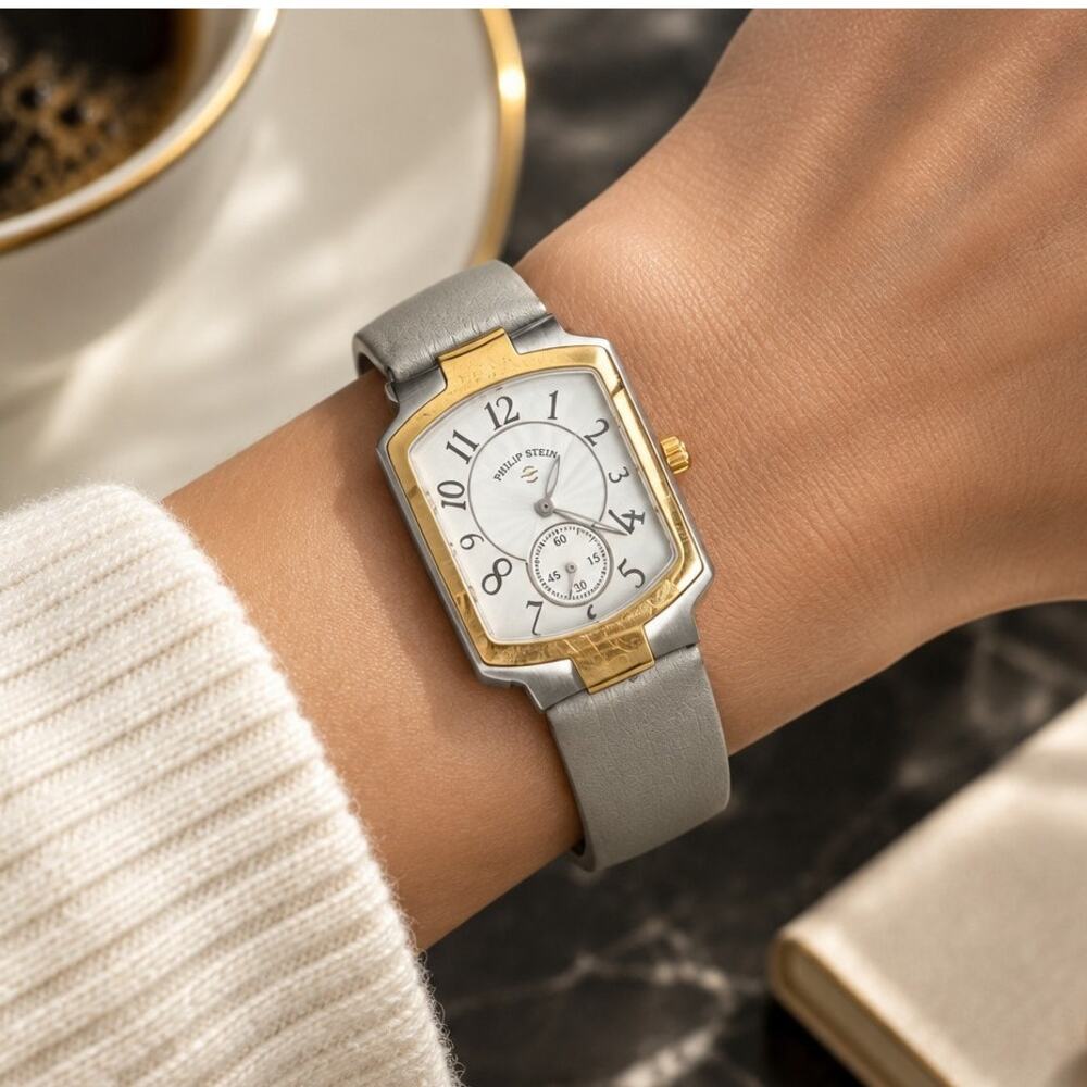 Philip Stein Classic Square 21TF MOP Watch Old Money Natural Frequency 2 Straps